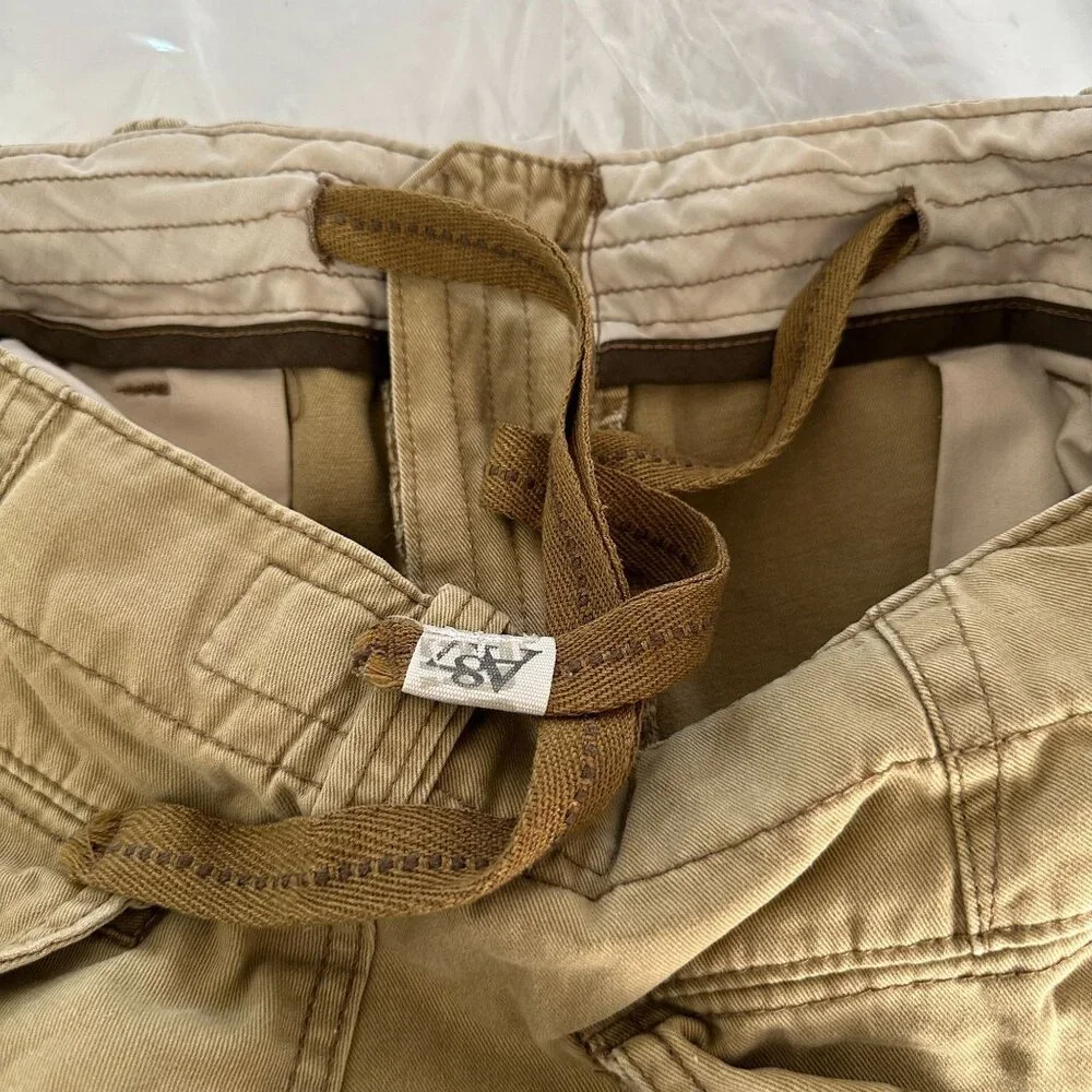 Aeropostale Mens Cargo Shorts Size 32 Khaki‎ Tan Multi Pocket Cotton Gorpcore